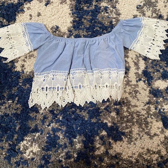 Jean soft material bottom see through crop top - Picture 2 of 2